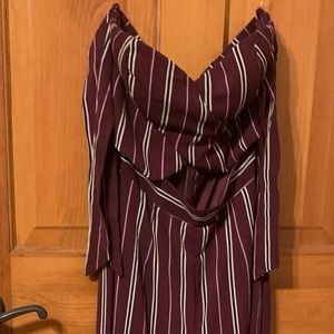 Like new Iris size small red striped jumpsuit
